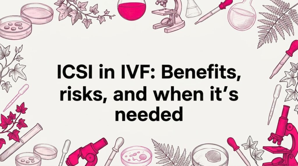 Hand-drawn title card with IVF lab props