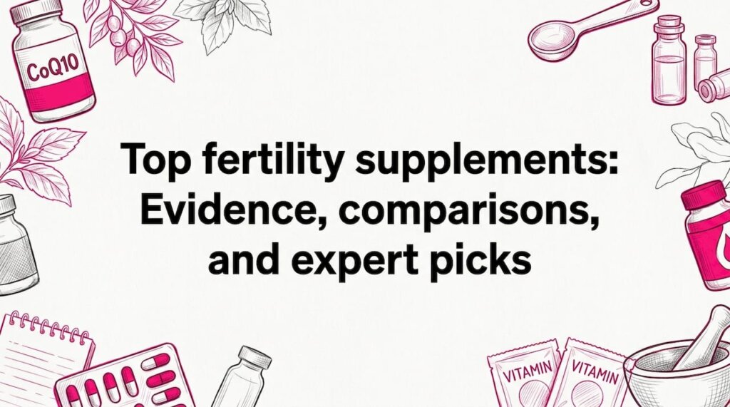 Decorative fertility supplement blog title card illustration
