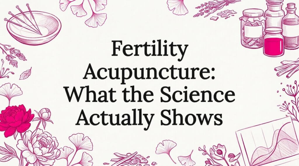 Hand-drawn title card with botanicals and acupuncture props
