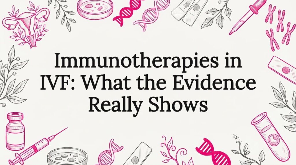 Decorative IVF immunotherapy title card illustration, scientific and botanical