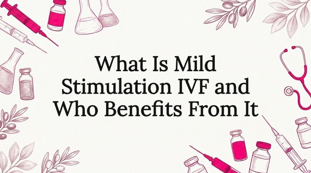 Sketch-style IVF title card with medical and botanical border