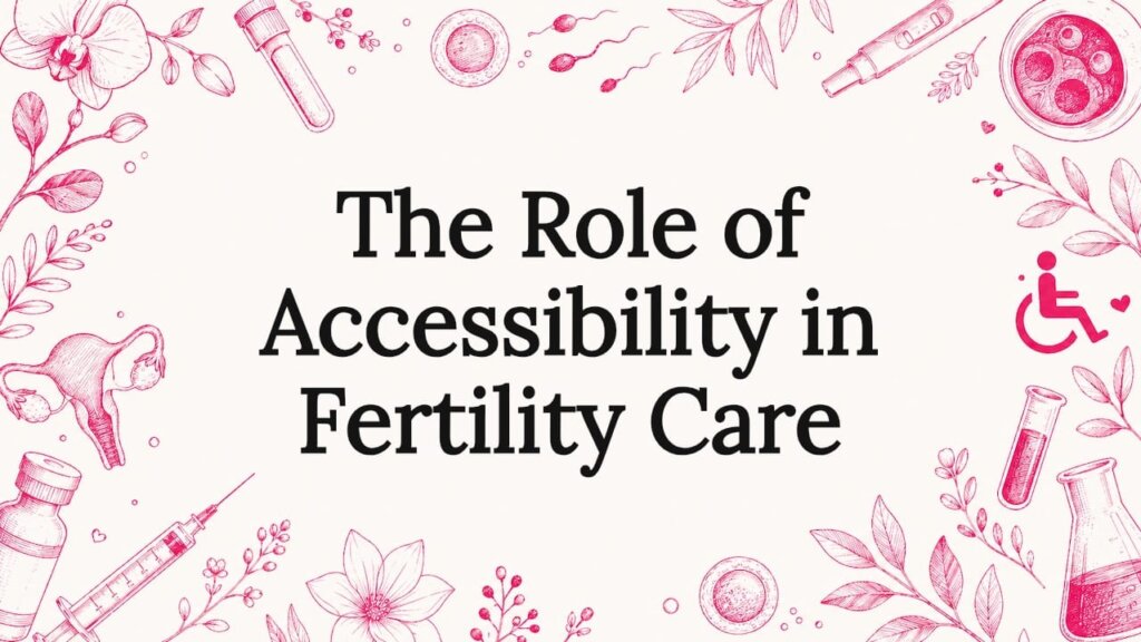 Decorative title card with fertility and accessibility illustrations