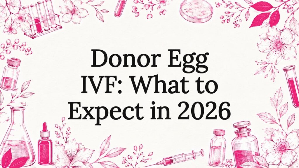 Decorative donor egg IVF title card illustration