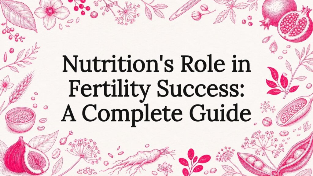 Decorative fertility nutrition title card illustration