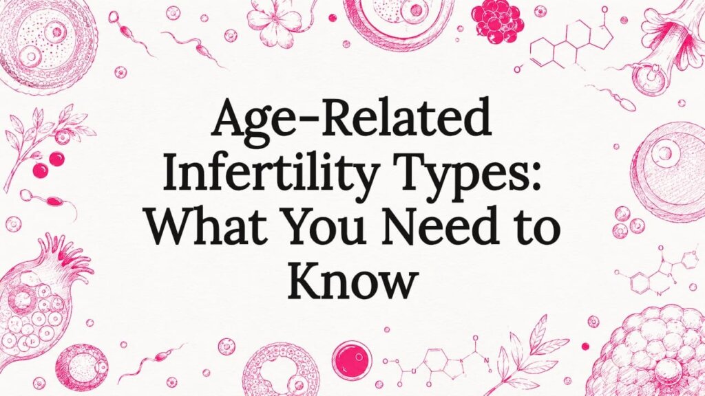 Decorative age-related infertility title card illustration