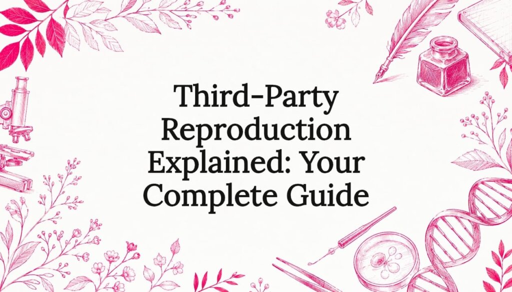 Decorative title card with botanical and reproduction themed illustrations