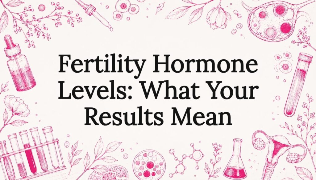 Decorative illustrated title card for fertility hormone article