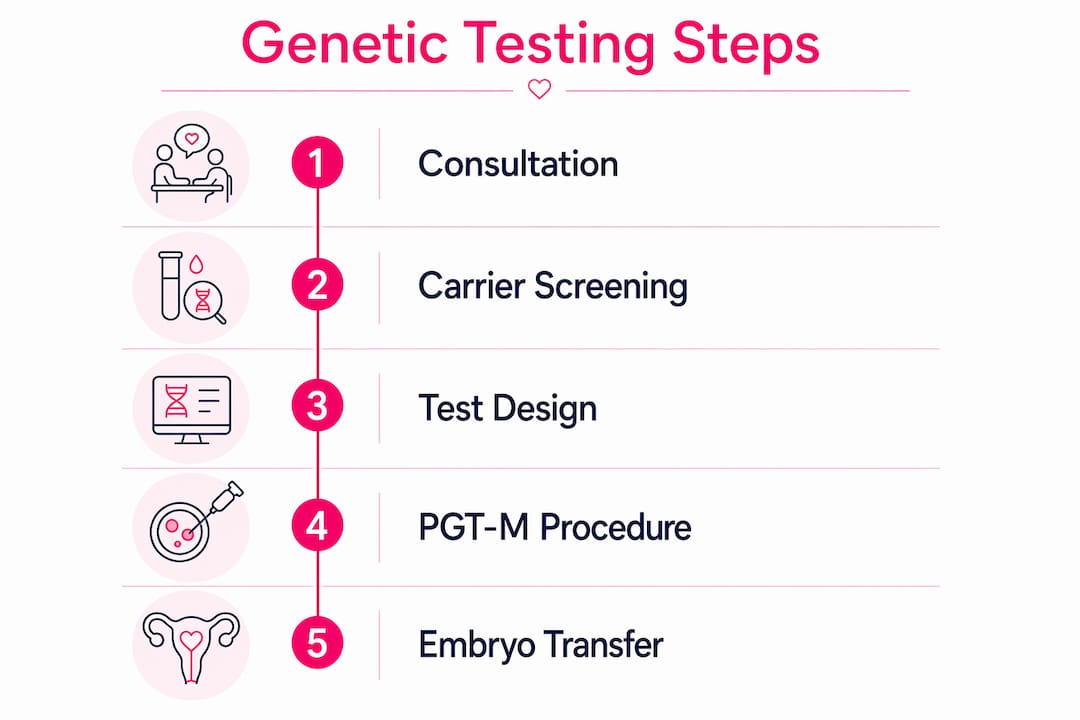 Infographic depicting genetic testing process steps