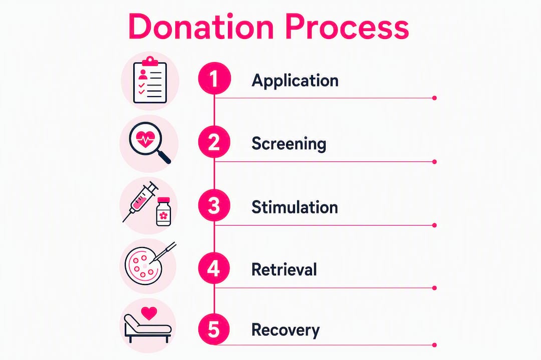Infographic outlining egg donation application steps