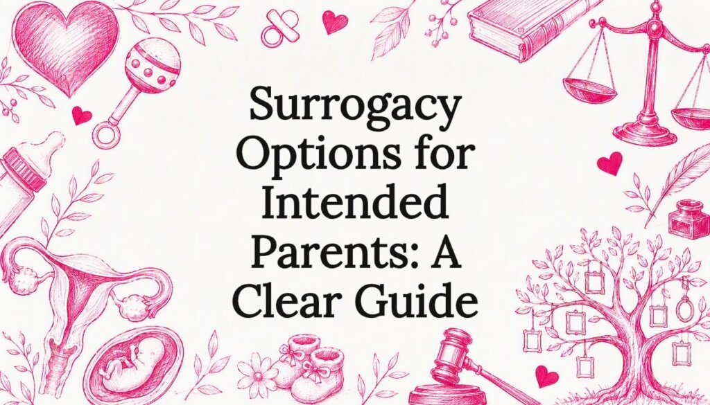 Decorative surrogacy-themed title card illustration