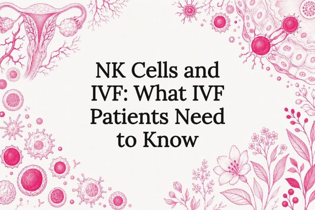 Decorative title card illustration related to fertility and immune cells