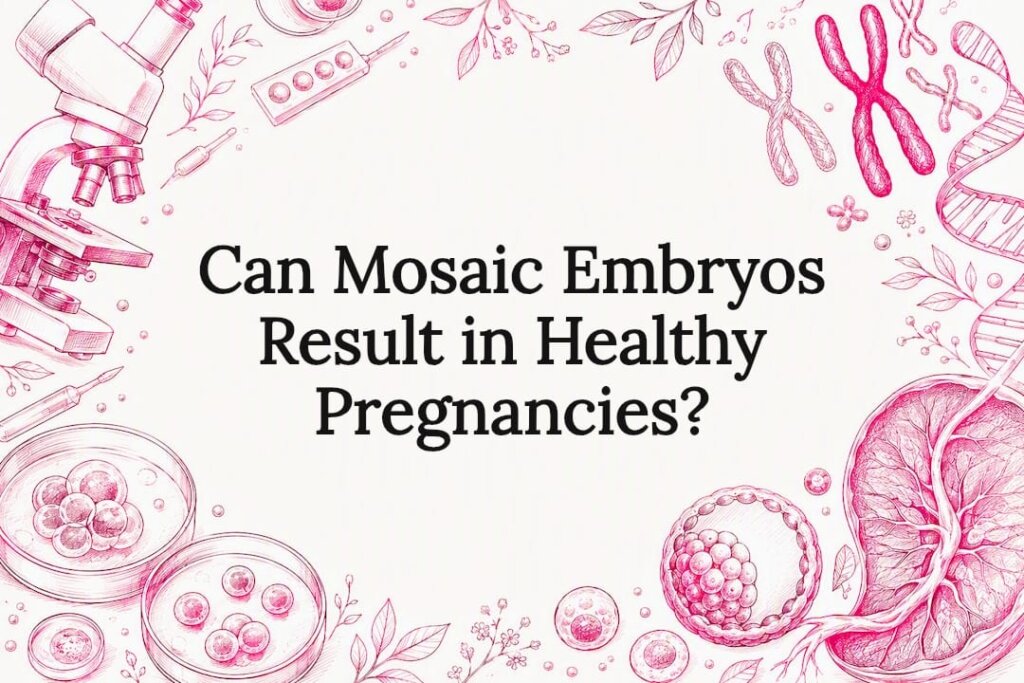 Decorative fertility and embryo themed title card illustration