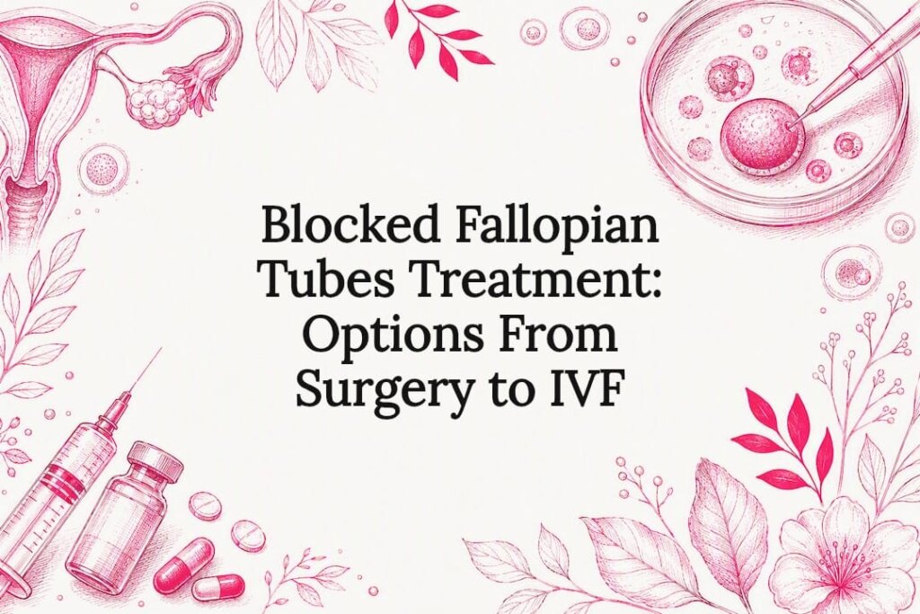 Decorative fertility treatment title card illustration