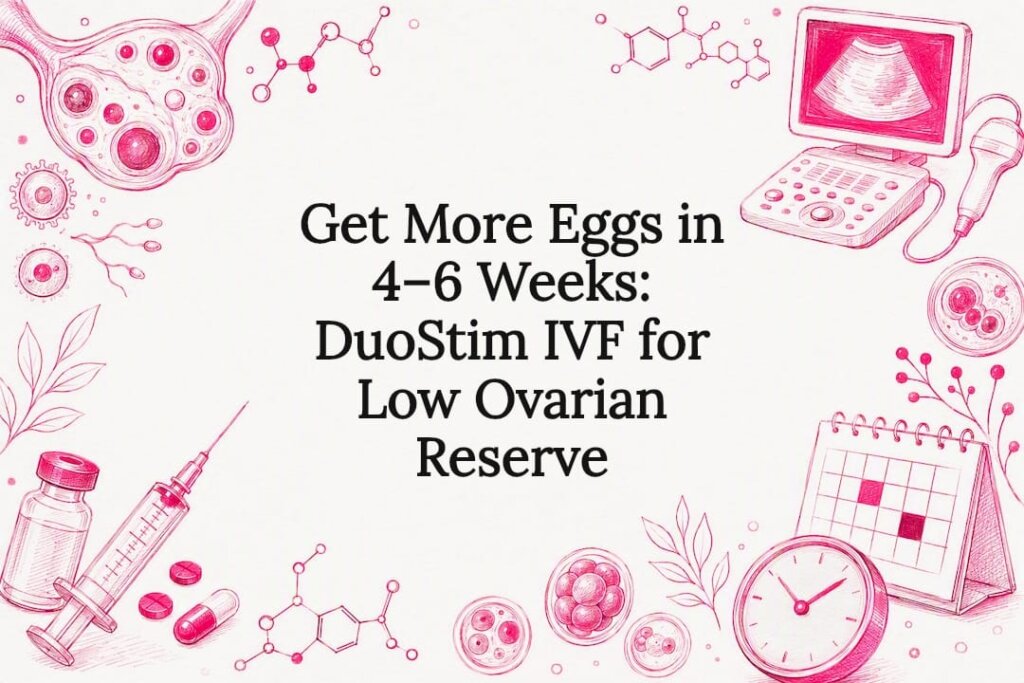 Decorative title card illustration for DuoStim IVF article