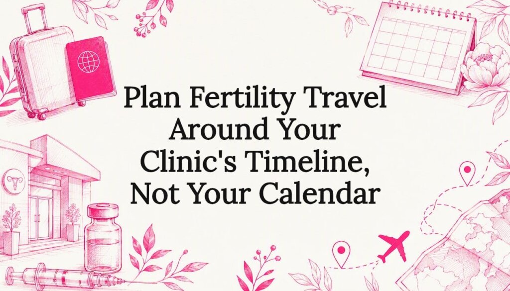 Decorative fertility travel timeline title card