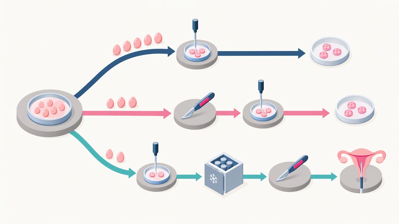 Illustrated IVF timing pathways and options