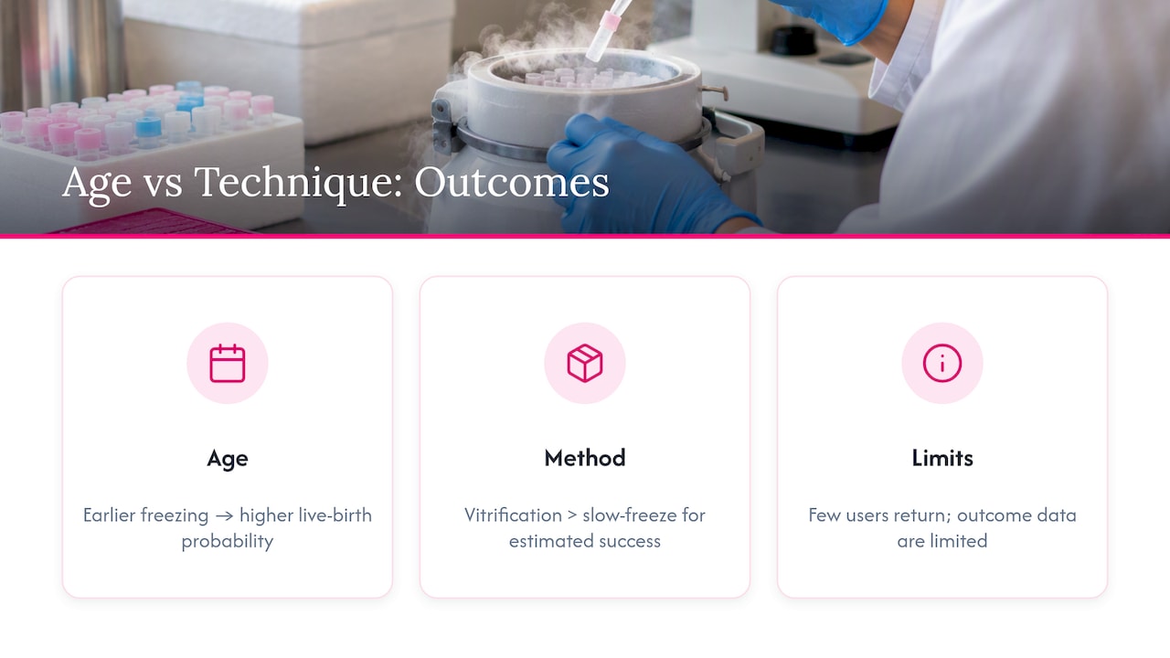 Comparison of age and freezing technique outcomes