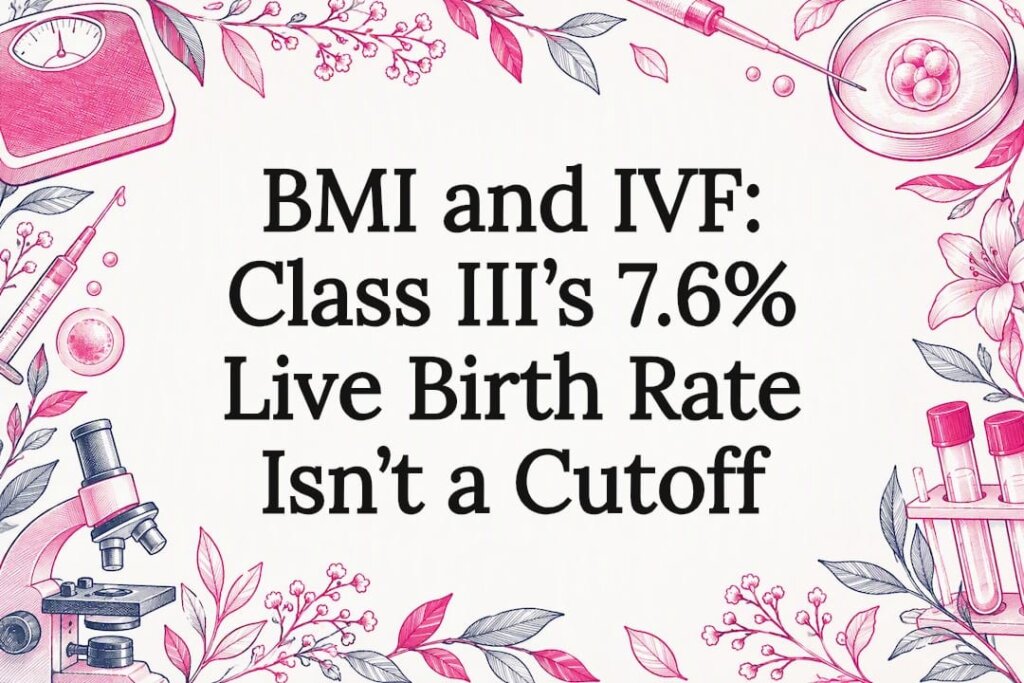 Sketch-framed title card about BMI and IVF