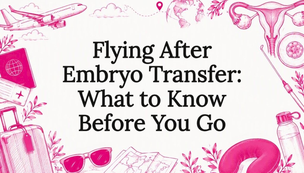 Hand-drawn IVF travel title card illustration