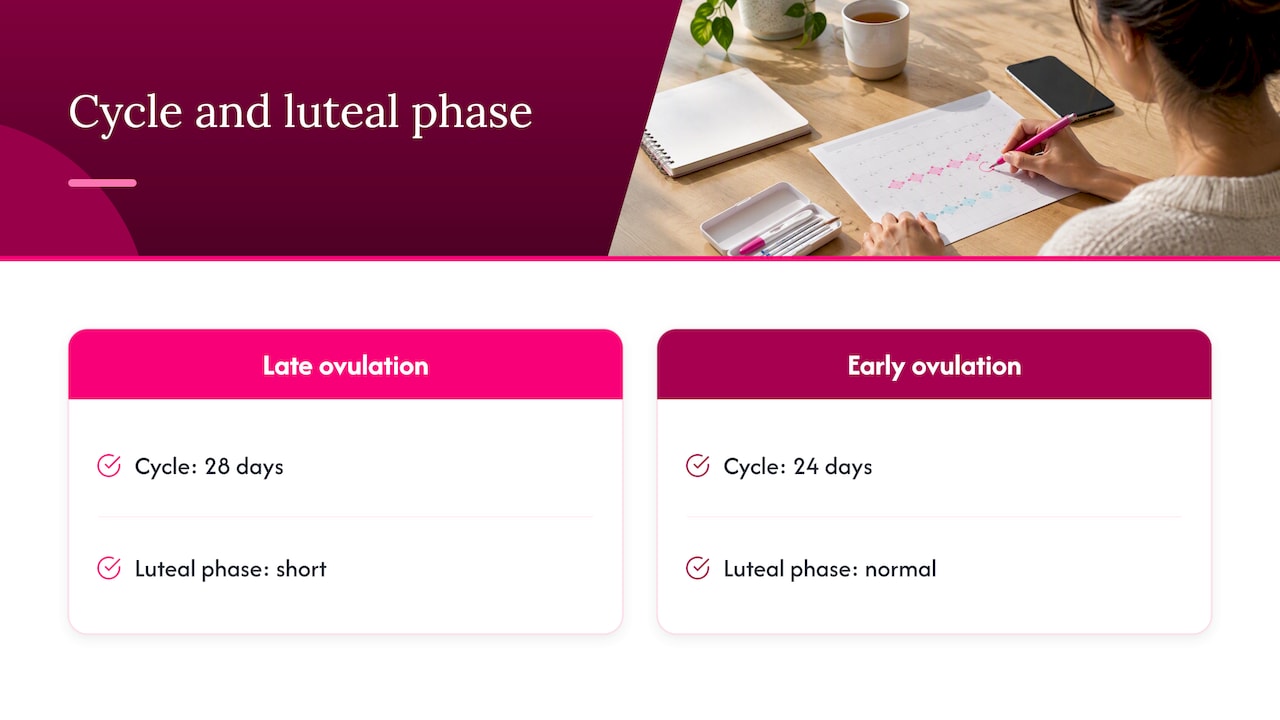 Cycle timelines compare cycle and luteal lengths